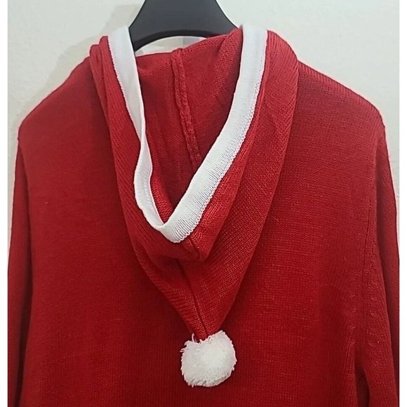 Party Sweater Santa Suit Acrylic Hoodie Size M Fuzzy Beard NEW NWT - Picture 6 of 9